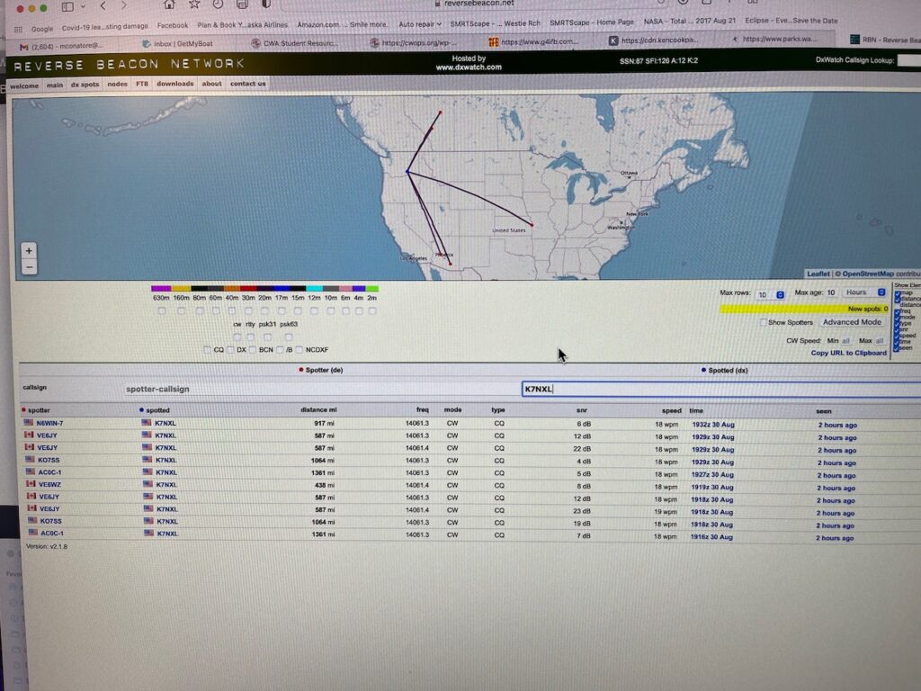 Screenshot of RBN spots
